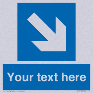 Custom Directional signage blue down right arrow 